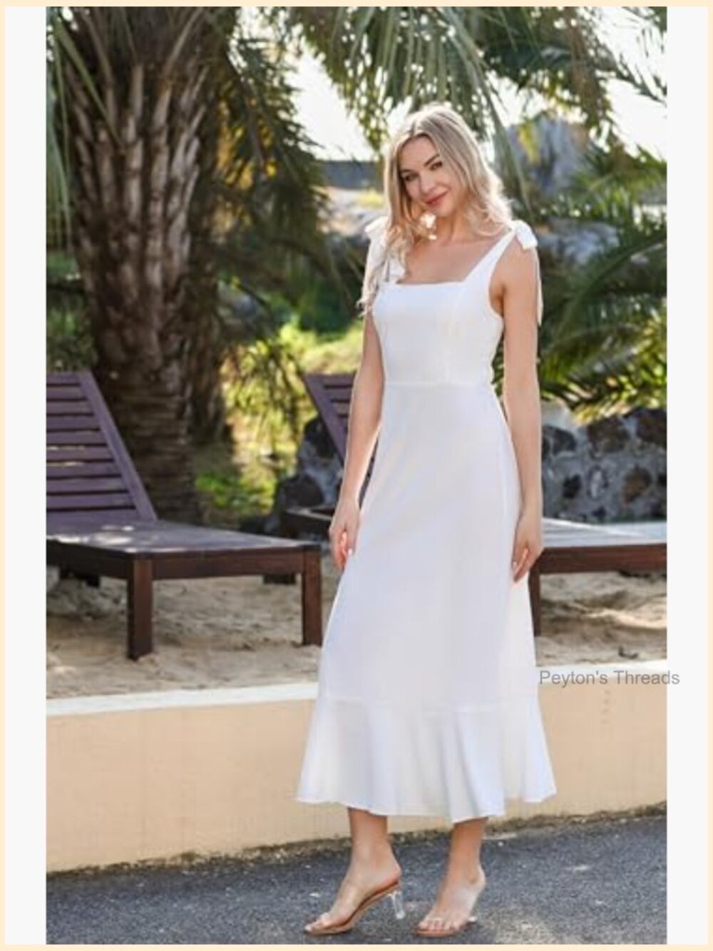 Boho Side Split Maxi Dress - Flowy Wedding Guest Dress with Belt - Picture 4 of 7